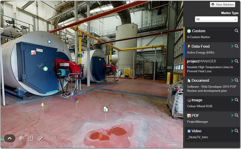 Interactive 360° location scan with overlaid data